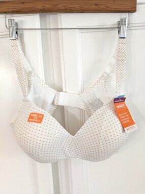 Warner's Cloud 9 White Polka Dot Wireless Lift Bra 38C